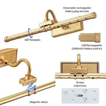 MIOBLUE Wireless Picture Light, Remote Control Picture Light with Dimmable, 16" Timer Preset Art Lights with RGBW Color Changing for Paintings Wall, Dartboard, Picture, Frame
