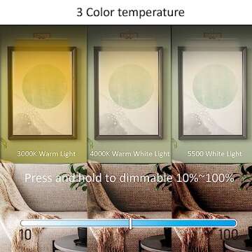 MIOBLUE Wireless Picture Light, Remote Control Picture Light with Dimmable, 16" Timer Preset Art Lights with RGBW Color Changing for Paintings Wall, Dartboard, Picture, Frame