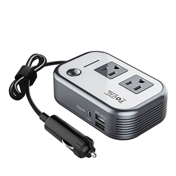 FOVAL 200W Car Power Inverter, DC 12V to 110V AC Car Laptop Charger Fast Charger Converter with [27W...