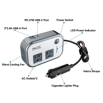 FOVAL 200W Car Power Inverter for Fast Charging on the Go