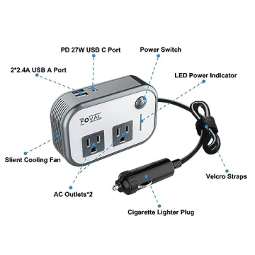 FOVAL 200W Car Power Inverter for Fast Charging on the Go