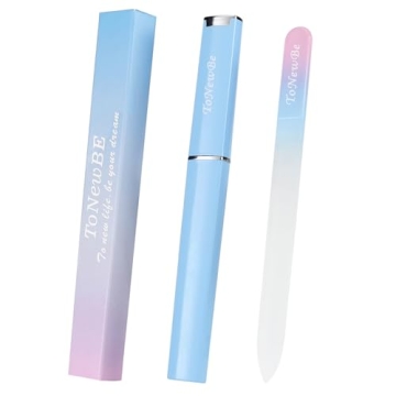Glass Nail File in Case - Durable Double-Sided Crystal File for Nails, Travel Friendly and Perfect G...