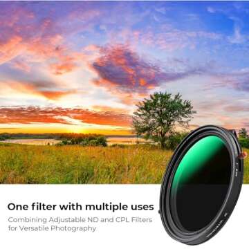K&F Concept 67mm Variable Fader ND2-32 ND Filter and CPL Circular Polarizing Lens Filter in 1 for Camera Lens Waterproof Neutral Density Polarizer Filter (Nano-D Series)