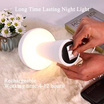 LANGY USB mushroom light mini light, night light with adjustable brightness, small lamp for baby breastfeeding, dimmable three-level warm light, (White)