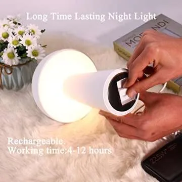 LANGY USB mushroom light mini light, night light with adjustable brightness, small lamp for baby breastfeeding, dimmable three-level warm light, (White)