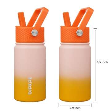 Stylish BJPKPK 15 oz Insulated Water Bottle with Leak-Proof Straw Lid