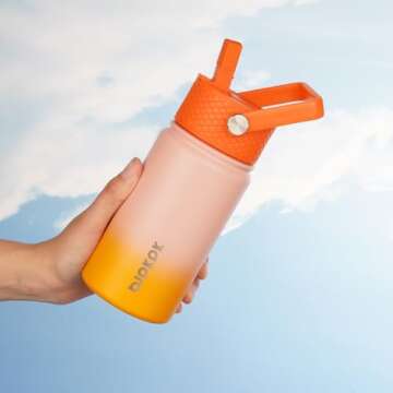 BJPKPK Insulated Water Bottle with Straw Lid, 15 oz