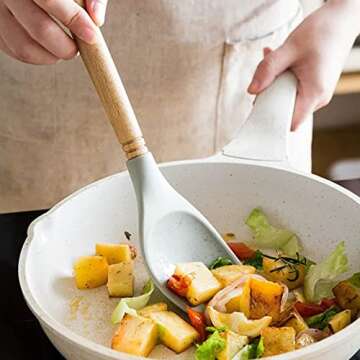 5-Piece FENGCHEN Silicone Spatula Set with Wooden Handle