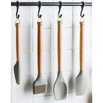 5-Piece FENGCHEN Silicone Spatula Set with Wooden Handle