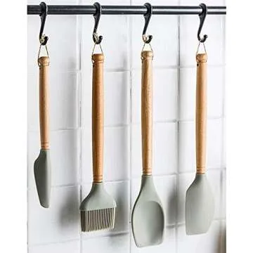 5-Piece FENGCHEN Silicone Spatula Set with Wooden Handle