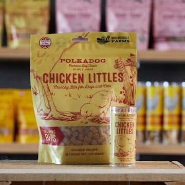 Polkadog Chicken Littles Training Bits Dog Treats, Cat Snacks - All-Natural, Savory Pet Treat for Puppies, Kittens - Fresh Chicken Snack for Dogs, Cats - Bite-Sized, Crunchy - 7oz