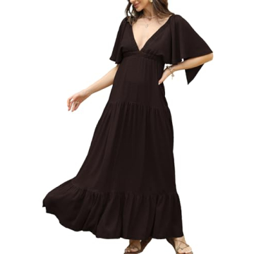 Kikibell Boho Maxi Dress Casual Dress with Sleeves Womens Sundresses Wedding Guest Dresses for Women...
