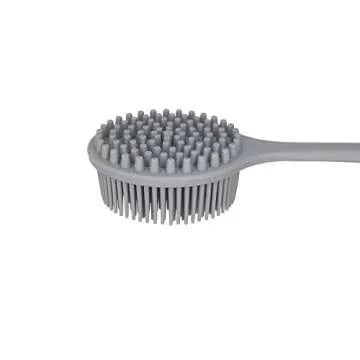 DNC Silicone Back Scrubber for Shower Bath Body Brush with Long Handle (Gray)