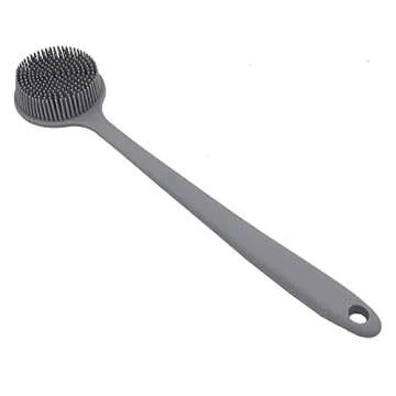 DNC Silicone Back Scrubber for Shower Bath Body Brush with Long Handle (Gray)