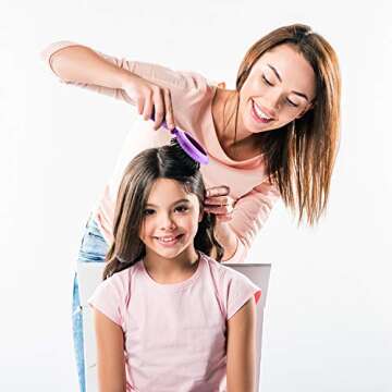 2 Pieces Travel Hair Set: Mirror, Round Compact Brush, Mini Massage Comb for Women and Girls (Purple, Rose Red)