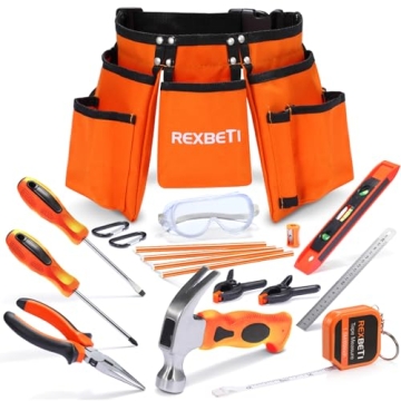 REXBETI 18pcs Young Builder's Tool Set for Kids
