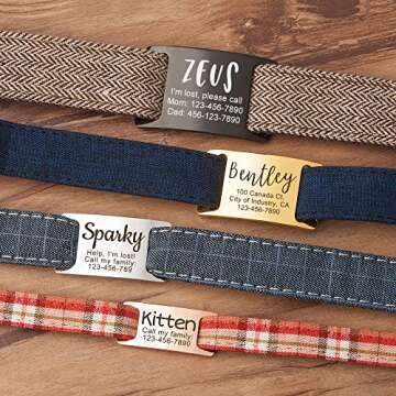 Anavia Slide On Silent Pet ID Tags, S/M/L/XL Personalized Gold Black Stainless Steel Customized Engraved Cat Dog Name Tags, Glossy Finish Chew-Proof Quiet Dog Collar Tag (X-Large, Rose Gold)