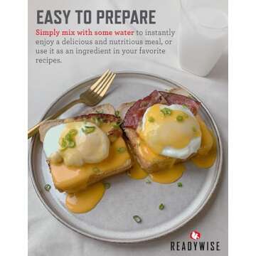 READYWISE - Powdered Eggs Bucket, 144 Servings, Emergency, MRE Food Supply, Premade, Freeze Dried Su...