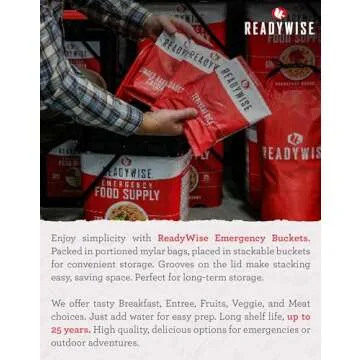 READYWISE - Powdered Eggs Bucket, 144 Servings, Emergency, MRE Food Supply, Premade, Freeze Dried Survival Food for Hiking, Adventure & Camping Essentials, Individually Packaged, 25 Year Shelf Life