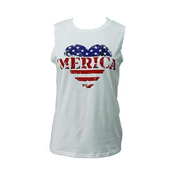 MYHALF Women USA Tank Top American Flag Heart Graphic Sleeveless Tshirt 4th of July Casual Patriotic Tanks Shirt