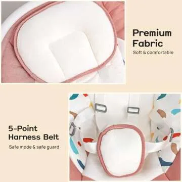 Baby Swing for Infants to Toddlers, Portable Electric Baby Swing with Remote Control, 5-Speed Adjustment, 5-Point Harness, Adjustable Seat, Built-in Music