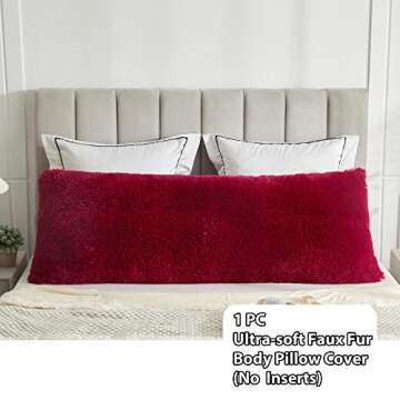 LIFEREVO Luxury Faux Fur Body Pillow Cover with Zipper, Soft Velvet, 20"x54" for Home Decoration - B...