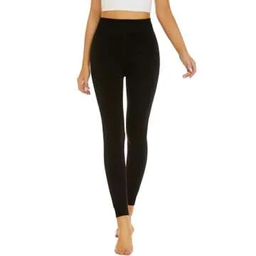 AHLW Winter Warm Fleece Lined Leggings for Women Thick Thermal Leggings Elastic Soft Comfortable Velvet Tights Black