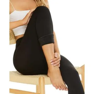 AHLW Winter Warm Fleece Lined Leggings for Women Thick Thermal Leggings Elastic Soft Comfortable Velvet Tights Black