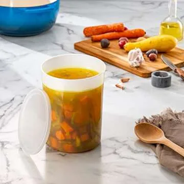 Comfy Package [6 Sets -128 oz. Disposable Plastic Food Storage Deli Containers with Lids, Ice Cream Bucket & Soup Pail