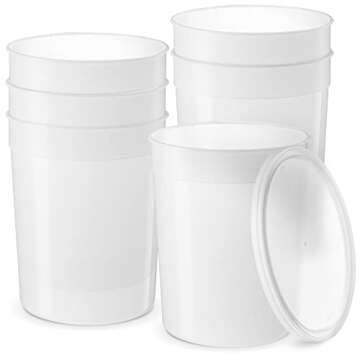 Comfy Package [6 Sets -128 oz. Disposable Plastic Food Storage Deli Containers with Lids, Ice Cream Bucket & Soup Pail