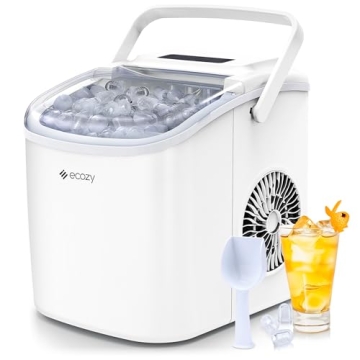 Ecozy Portable Countertop Ice Maker - Quick Ice Production & Self-Cleaning