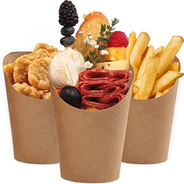 CUSINIUM 50-Pack Kraft Fry Cups for Charcuterie and Snacks