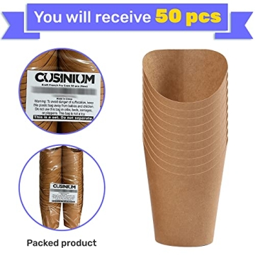 CUSINIUM 50-Pack Kraft Fry Cups for Charcuterie and Snacks