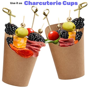 CUSINIUM 50-Pack Kraft Fry Cups for Charcuterie and Snacks