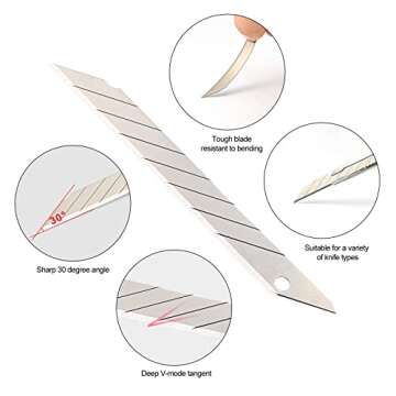 FOSHIO 50 Pack 30 Degree Snap Off Blades 9MM, Universal Utility Knives Hobby Knife Blades Vinyl Wraps Cutter Knife Replacement Blades