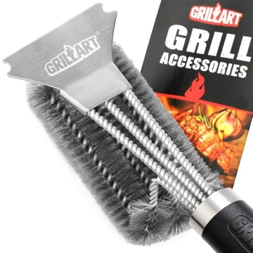 GRILLART Grill Brush and Scraper BBQ Brush for Grill, Safe 18" Stainless Steel Woven Wire 3 in 1 Bri...