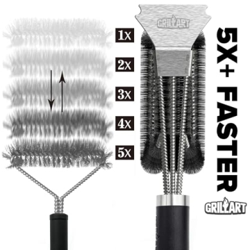 GRILLART Grill Brush: Safe 18" Stainless Steel BBQ Cleaner
