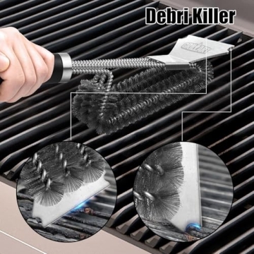 GRILLART Grill Brush: Safe 18" Stainless Steel BBQ Cleaner