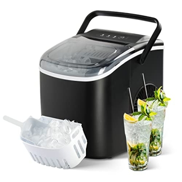 YSSOA Portable Ice Maker for Countertop, 9 Ice Cubes Ready in 6 Mins, 26lbs Ice/24Hrs, with Self-Cle...