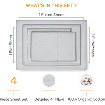 Sleep Mantra Organic Cotton Queen Bed Sheet Set - Eco-Friendly Comfort