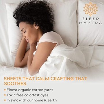 Sleep Mantra Organic Cotton Queen Bed Sheet Set - Eco-Friendly Comfort
