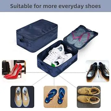 Travel Shoe Bags, Foldable Waterproof Shoe Pouches Organizer-Double Layer (8 Navy Shoe Bags)