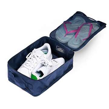 Travel Shoe Bags, Foldable Waterproof Shoe Pouches Organizer-Double Layer (8 Navy Shoe Bags)
