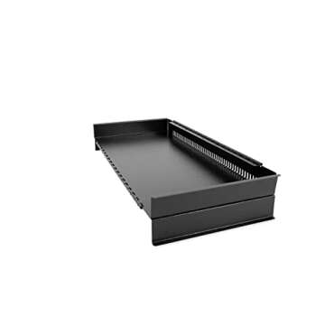 Camco Camper/RV Stove Top Cover | Features Hinged Design for Easy Access to Front Burners & Fits Most 3 or 4 Burner RV/Boat Stoves | Crafted of 20-Gauge Steel w/Powder-Coated Finish | Black (43554)