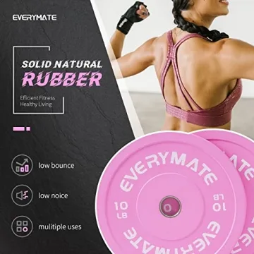 EVERYMATE 10LB Pink Olympic Bumper Plates Set for Weightlifting