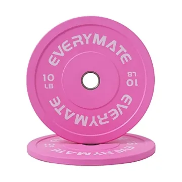 EVERYMATE 10LB Pink Olympic Bumper Plates Set for Weightlifting