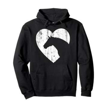 Stylish Horse Heart Silhouette Pullover Hoodie for Equestrians