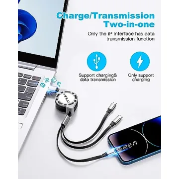 3A Multi Charging Cable 2Pack 4ft Retractable Cord