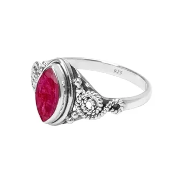 Ruby Stone Ring - Natural Gemstone 925 Sterling Silver