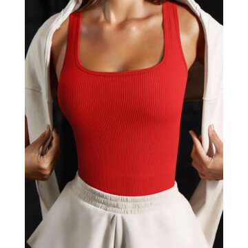 OQQ Women's 3 Piece Ribbed Seamless Tank Tops for All Occasions